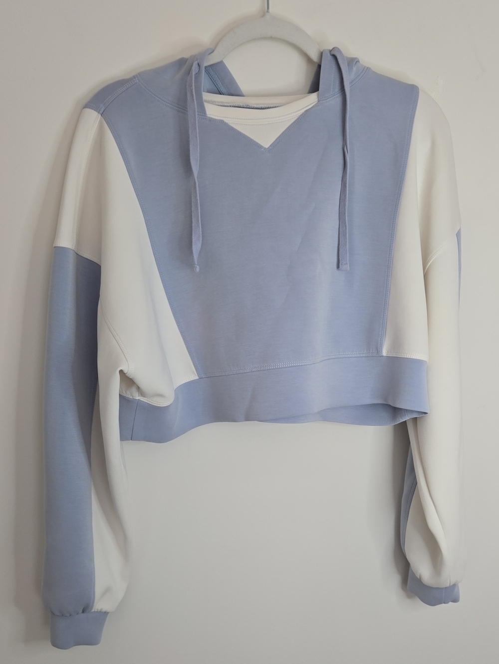 AS Revival Cropped Hooded Colorblock Sweatshirt Blue Athleasure Boho Chic S